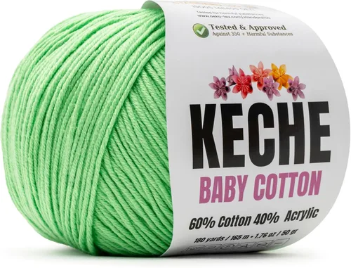 Keche Hilo de algodón, 60% algodón, 40% hilo acrílico, hilo de algodón suave para crochet y tejer, hilo amigurumi, 1 madeja/bola, 1.76 onzas (50g) /