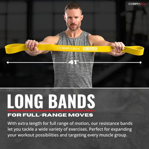 Miniatura 7 de COBRASIX Long Resistance Bands for Working Out Set of 6 Exercise Bands for Full-Body Training Pull Up Bands for Home Gym with Handles, Door
