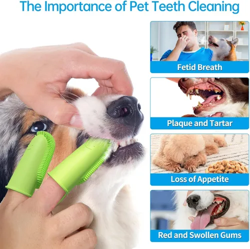 Miniatura 2 de Paquete de 2 cepillos de dientes para perros, cerdas envolventes de 135º para facilitar la limpieza de los dientes, cepillo de dientes de doble dedo