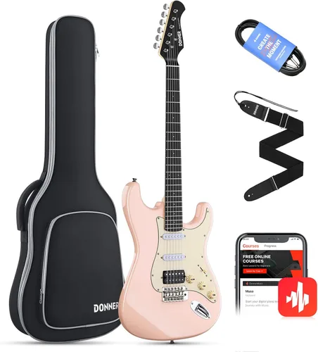 Donner 39 Pulgadas Guitarra Eléctrica, Serie de Diseño DST-200 Guitarra Eléctrica de Cuerpo Sólido con Estilo para Principiantes, Intermedios y