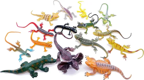 Miniatura 2 de Guaishou Lizards Toys 15pcs realista Lizard Chameleon Reptile Figura Set de juego