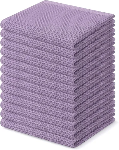 Miniatura 286 de Homaxy Paños de cocina de 100% algodón con tejido de gofre, ultra suaves, absorbentes, de secado rápido, 12 x 12 pulgadas, paquete de 6, amarillo