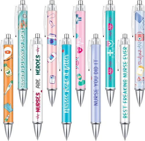 Geyee Bolígrafos de enfermera, bonitos bolígrafos de enfermera, bonitos bolígrafos retráctiles de enfermería, bolígrafos de tinta divertida para