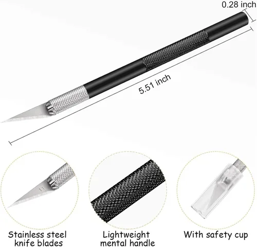 Miniatura 2 de Juego de 15 cuchillos Exacto, cuchillos para pasatiempos, suministros de regreso a clases, kit de cuchillos para manualidades, manualidades, álbumes
