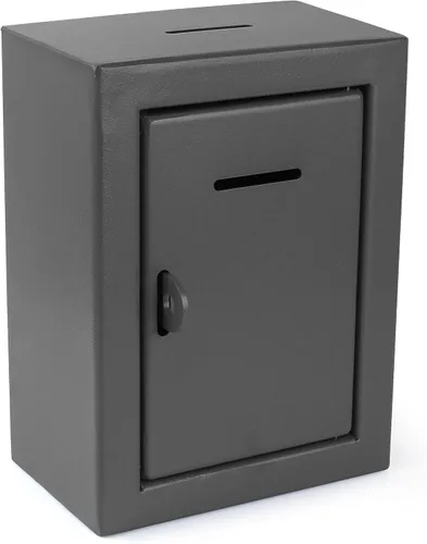 Miniatura 10 de Caja de metal para colección benéfica segura con ranura y montaje en pared, caja de caída de 8.5 x 6.5 x 4 pulgadas para el hogar y la oficina Blanco