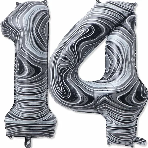 Globos gigantes de papel de aluminio de mármol negro de 40 pulgadas, globos gigantes de helio del número 14 o 41 para decoraciones de cumpleaños de