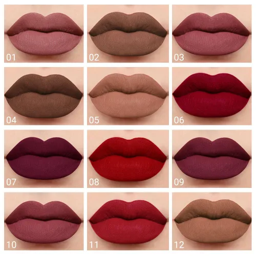 Miniatura 7 de evpct 1 pieza conjunto de lápiz labial líquido mate de terciopelo sedoso rojo vino ciruela y brillo labial para mujeres de larga duración 24 horas