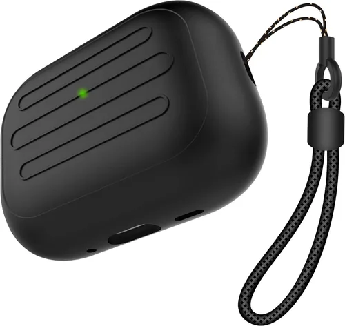 Miniatura 9 de Funda antipérdida para AirPods Pro 3, diseño de una pieza, carga inalámbrica, LED visible, cordón incluido (amarillo fluorescente)