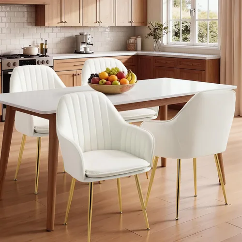 Miniatura 12 de AVAWING Modern Living - Juego de 2 sillas con reposabrazos decorativos para sala de estar, comedor, de terciopelo, tapizado, de mediados de siglo