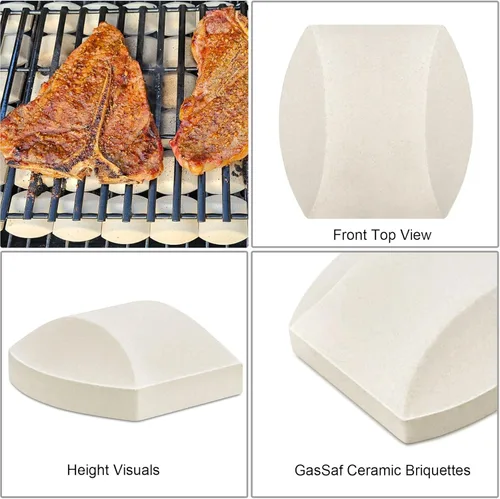 Miniatura 3 de GasSaf Briquetas de cerámica de repuesto para modelos seleccionados de turbo, parrilla de gas Nexgrill, 2 x 2 x 0.8 pulgadas, juego de 50 piezas