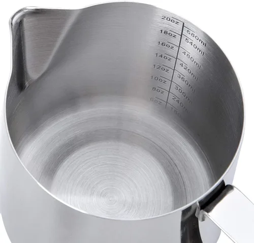 Miniatura 3 de Jarra de espuma de leche de 20 onzas de acero inoxidable - Jarra de crema para vaporizar espresso y café capuchino - Jarra de espuma de leche
