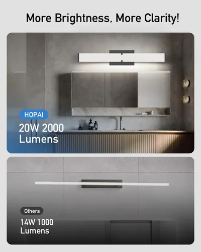 Miniatura 5 de Moderna lámpara de baño sobre espejo de 16 pulgadas (15.75 pulgadas), 20 W, 2000 lúmenes, luz de tocador de baño regulable, barra de luz LED