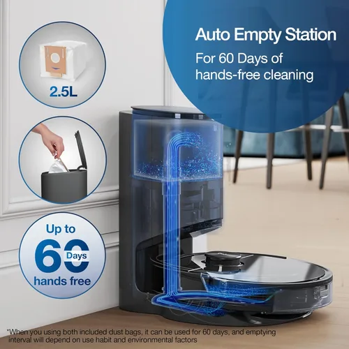 Miniatura 3 de ECOVACS Deebot N8 Pro+ Robot aspirador y limpiador de trapeador, con estación de vacío automático, succión de 2600 Pa, navegación LiDAR basada
