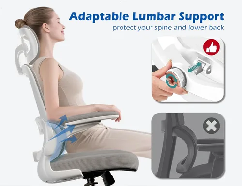 Miniatura 3 de TRALT Silla ergonómica de oficina, silla de escritorio con reposacabezas ajustable, silla de computadora de soporte lumbar, silla cómoda de malla