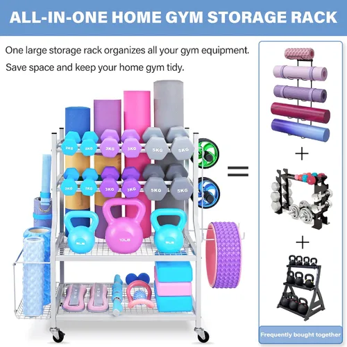 Miniatura 2 de Estante para mancuernas, estante de almacenamiento para esterilla de yoga, estante de peso para mancuernas, estante de almacenamiento de gimnasio