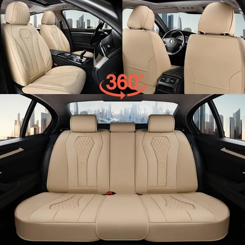 Miniatura 6 de Coverado Fundas de asiento de automóvil, juego completo de fundas de asiento de automóvil, funda de asiento de coche beige, cojín de asiento