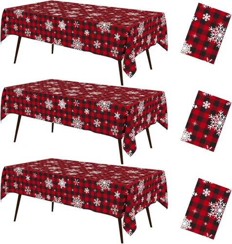 Miniatura 48 de misaya 3 paquetes de manteles desechables de búfalo, mantel de plástico impermeable de 54 x 72 pulgadas, manteles rectangulares a cuadros caqui
