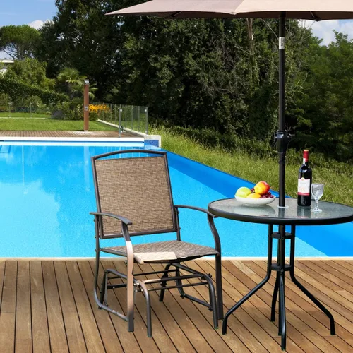 Miniatura 7 de Giantex Silla mecedora para exteriores con marco de metal resistente y tela de malla transpirable, mecedora de porche para césped, jardín, porche