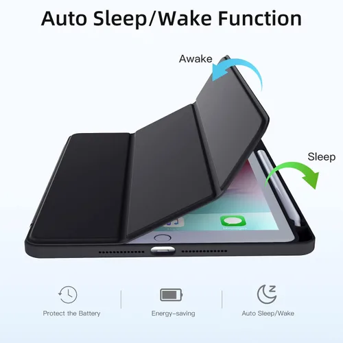 Miniatura 3 de Wenlaty Funda compatible con iPad de 9ª, 8ª, 7ª generación (2021/2020/2019), funda protectora de cuerpo completo con soporte para lápices, funda