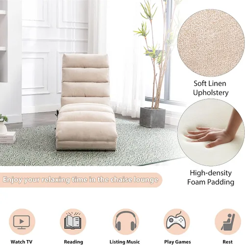 Miniatura 6 de Olela Tumbona de masaje de lino para interiores con control remoto, tumbona larga ergonómica para masaje eléctrico con 5 modos para oficina, sala