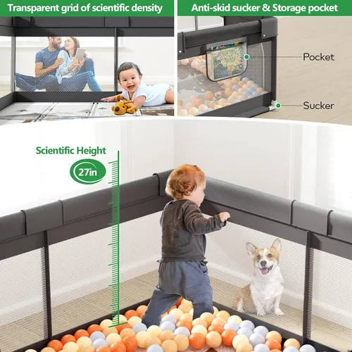 Miniatura 3 de Fodoss Corralito para bebés con alfombra, corral de juegos pequeño (47 x 47 pulgadas), para bebés y niños pequeños, apartamento de corral, patio