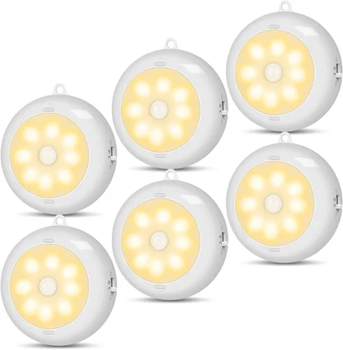 Miniatura 10 de Reoshine Luz con sensor de movimiento para interiores, luces LED nocturnas para armario, luces debajo del gabinete, funciona con pilas AA, luces