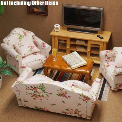 Miniatura 6 de Odoria 1/12 Sofá sillón miniatura para casa de muñecas, accesorios de muebles, rosa