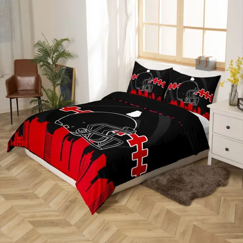 Miniatura 2 de Erosebridal Funda de edredón de fútbol tamaño individual, juego de ropa de cama de fútbol para niños, niños y niñas, funda de edredón con 1 funda