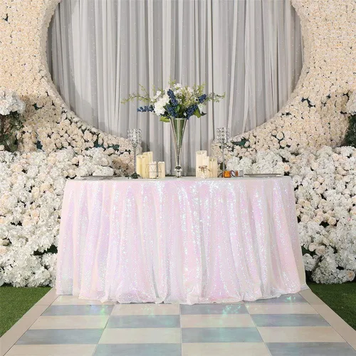 Miniatura 16 de Eternal Beauty Mantel de lentejuelas doradas de 120 pulgadas, mantel redondo brillante con purpurina para decoración de bodas, fiestas de cumpleaños