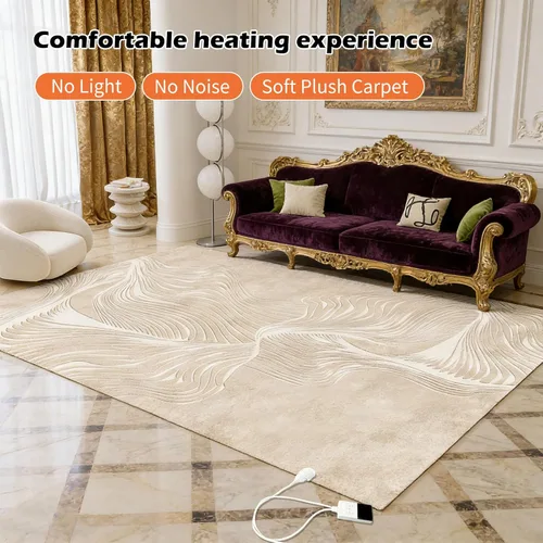 Miniatura 6 de Alfombra térmica lavable con calefacción eléctrica, superficie de felpa desmontable con calentamiento rápido para oficina, sala de estar, comedor