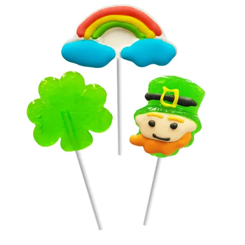 Fruidles Paquete de 12 paletas con diseño de duende y arco iris del día de San Patricio, caja de recuerdos de fiesta, envueltas individualmente
