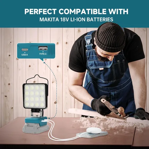 Miniatura 2 de 2 piezas de luz LED de trabajo para batería Makita de 18 V, luz de batería para herramientas Makita 18 V portátil al aire libre iluminación