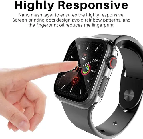 Miniatura 3 de Paquete de 2 fundas rígidas de 1.496 pulgadas para Apple Watch Series 3, 2, 1, 1.496 pulgadas, protector de pantalla de vidrio templado, cobertura