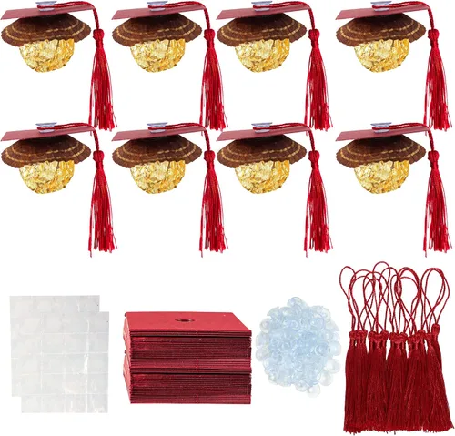 Miniatura 12 de Gyufise 24 piezas Adornos para pastel de graduación 2026 con purpurina negra, clase de 2026, adornos para magdalenas con gorra de graduación