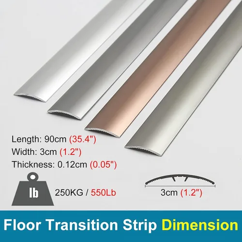 Miniatura 5 de Tira de umbral de transición, tira de transición de aluminio duradera, tira de umbral ligera para puertas de baño y cocina, decoración de borde