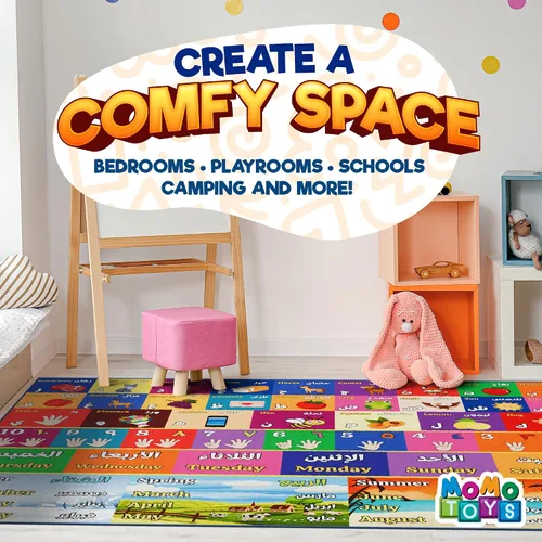 Miniatura 7 de Alfombra de juego para niños de 60 x 78 pulgadas, alfombra plegable ABC para niños pequeños, alfombra de piso para bebé con letras en inglés