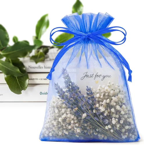 Miniatura 18 de ANZNKU Paquete de 50 bolsas de organza pequeñas de 4 x 6 pulgadas, bolsa de regalo, bolsa de malla transparente, bolsas de regalo blancas con Blanco