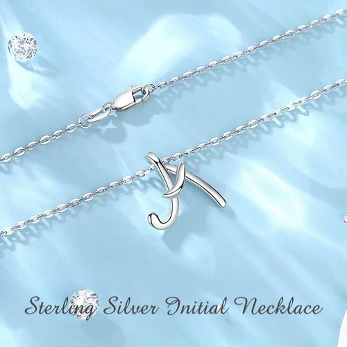 Miniatura 66 de EUDORA Collares de plata esterlina con inicial para mujer, regalos clásicos de 26 letras sin cuello para niñas, hermana, madre hija, cadena de 18