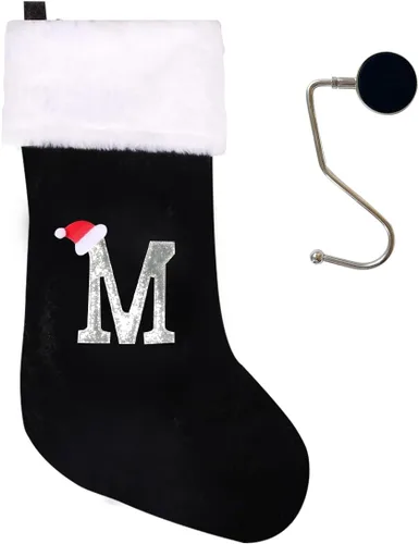 Miniatura 30 de Medias de Navidad de 20 pulgadas con monograma, letras, medias súper suaves grandes de Navidad, medias de monograma rojo para Navidad, regalo