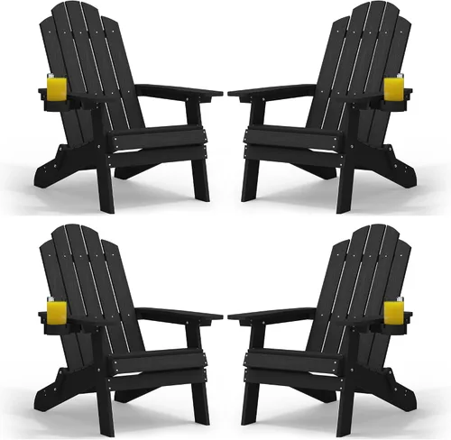 Miniatura 10 de MXIMU Silla Adirondack plegable para exteriores: sillas Adirondack fáciles de montar y cómodas, silla de plástico compuesto para todo tipo de clima