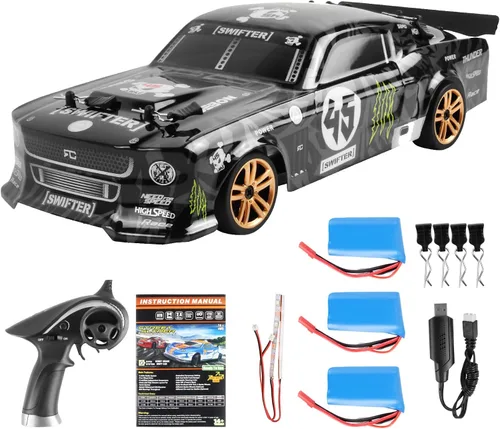 Miniatura 10 de GoolRC Coche de deriva a control remoto a escala 1:18, 2.4 GHz, 4 WD, 30 KM/H, autos de carreras de alta velocidad con tira de luz LED y 1 batería