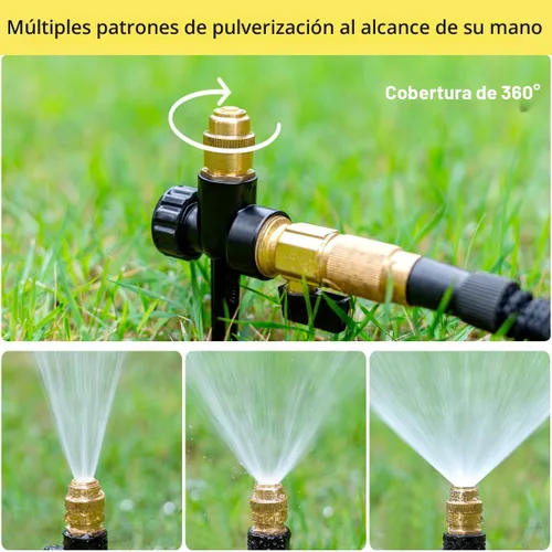 Miniatura 3 de FANHAO Aspersor de metal para patio, paquete de 2 rociadores automáticos de agua para jardín en base de punta, boquilla de rociador de latón Negro