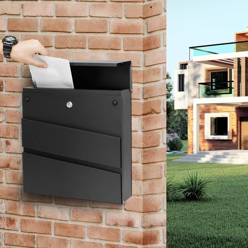 Miniatura 3 de Buzón de Pared con Cerradura y Llaves, Buzón de Seguridad con Llavero para Exterior de la Casa, Buzón de Correo con Cerradura, Buzón de Metal