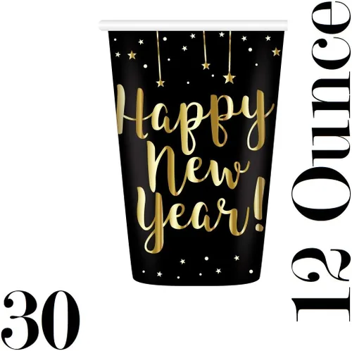 Miniatura 3 de Sirve 30 Paquete completo de fiesta Kit esencial de feliz Año Nuevo Platos de papel de cena de 9 pulgadas Platos de papel de postre de 7