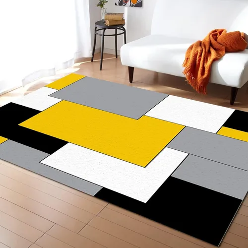 Miniatura 16 de Alfombra de área con diseño de dibujos animados en acuarela, estilo bohemio de mediados de siglo, con diseño de hojas de palmera tropicales, suave