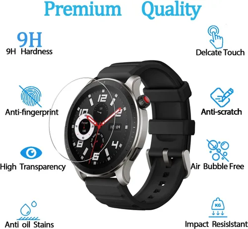 Miniatura 2 de Protector de pantalla de vidrio templado para Amazfit GTR 4, antiarañazos, antirreflejos, antihuellas, compatible con Amazfit GTR 4