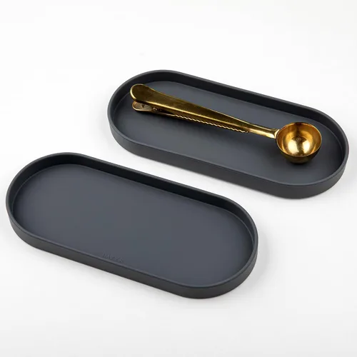 Bandeja de silicona Lazy K - Organizador pequeño de tocador - Soporte para cucharas - Organizador multiusos moderno para fregadero de cocina, baño,