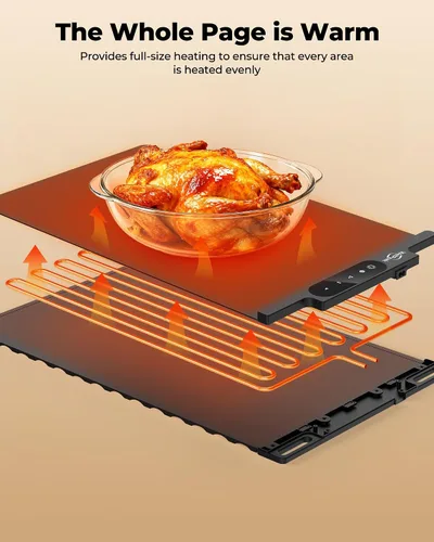 Miniatura 3 de Alfombrilla de calentamiento eléctrica para alimentos - Bandeja de silicona de calentamiento rápido de superficie completa con 3 niveles