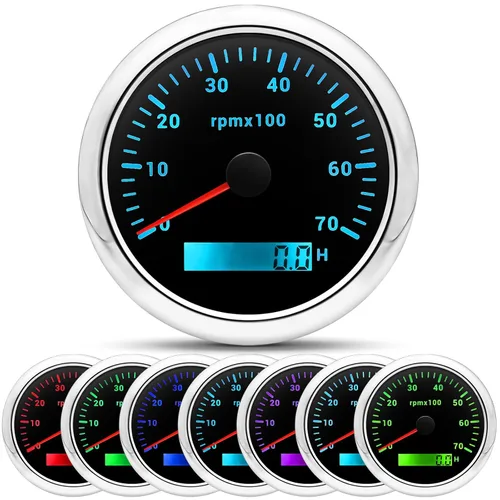 Miniatura 7 de ARTILAURA Tacómetro para Barco Marino 7000 RPM Medidor de 85 mm 3-3/8" 7 Colores para Coche AUTO Camión 9-32V (Negro)