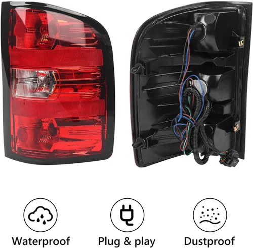 Miniatura 2 de Ensamble de luz trasera derecha Huray para Chevy Silverado 2007-2013 1500 2500 HD 3500 HD lámpara de freno trasera estilo OE 25958483 GM2801207